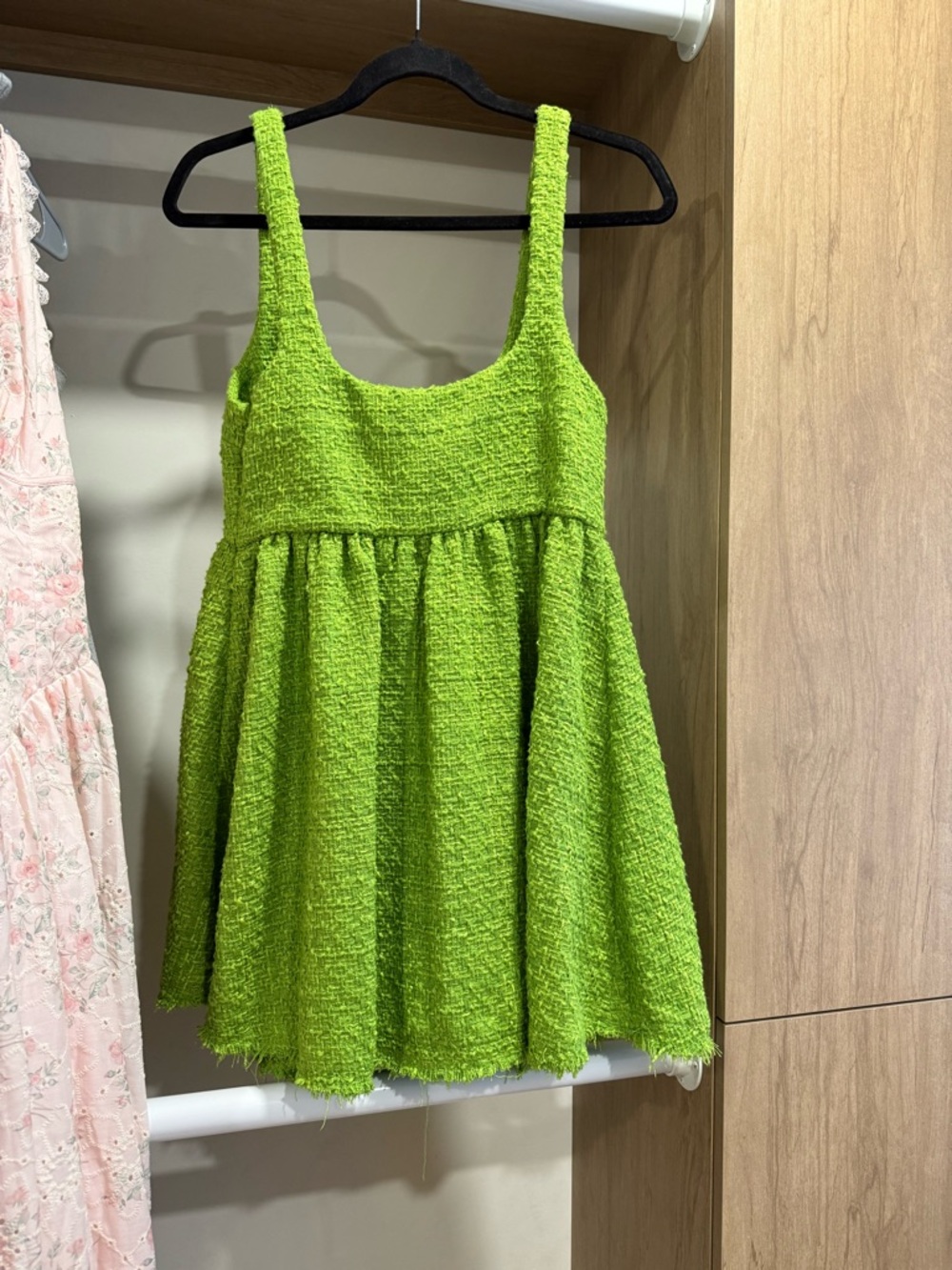 Zara Lime Green Textured Mini Dress